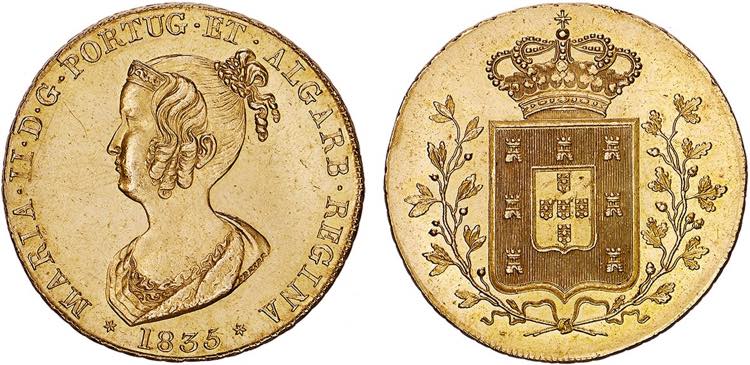 D. Maria II - Ouro - Peça 1835; ... 