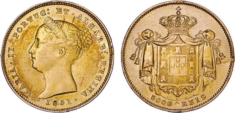D. Maria II - Ouro - 5000 Réis ... 