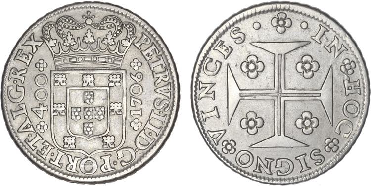 D. Pedro II - Cruzado Novo 1706; ... 