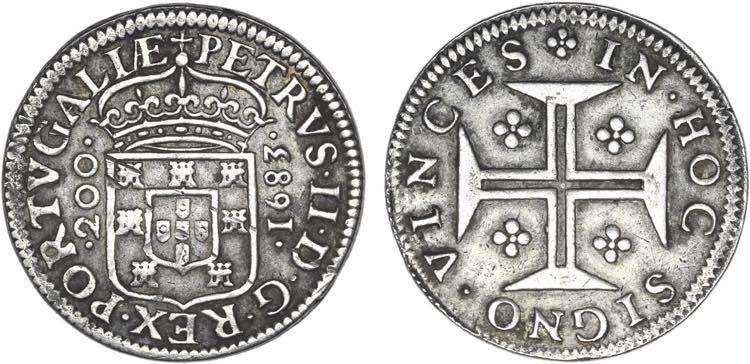 D. Pedro II - Meio Cruzado 1683; ... 