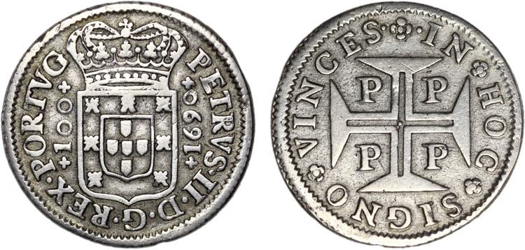 D. Pedro II - Seis Vinténs 1690; ... 