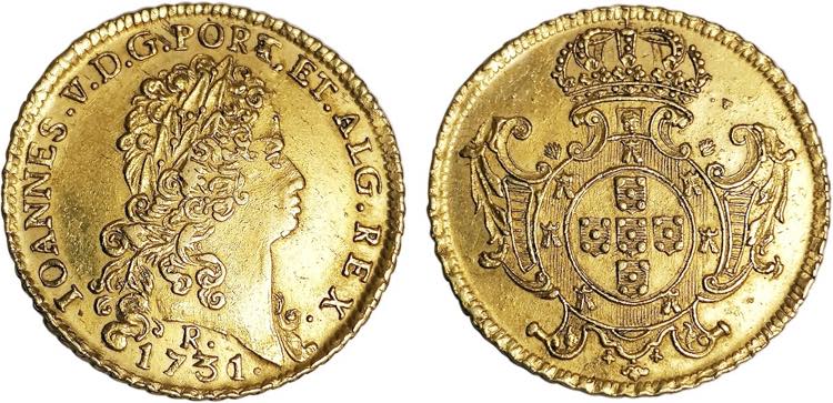 D. João V - Ouro - Dobra 1731 R; ... 