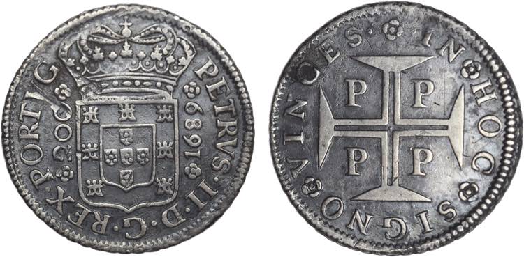 D. Pedro II - Doze Vinténs 1689; ... 