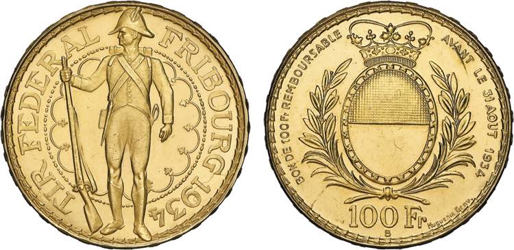 Medalhas - Suíça - Ouro - 100 ... 