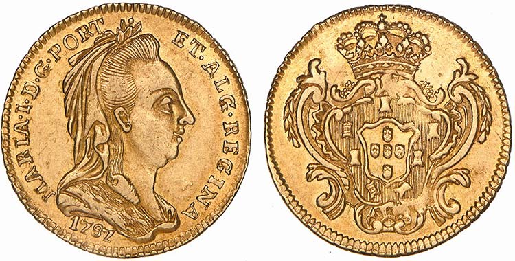 Gold - Meio Escudo 1787; Widows ... 