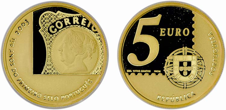 IN-CM - Ouro - 5 Euro 2003; PROOF; ... 