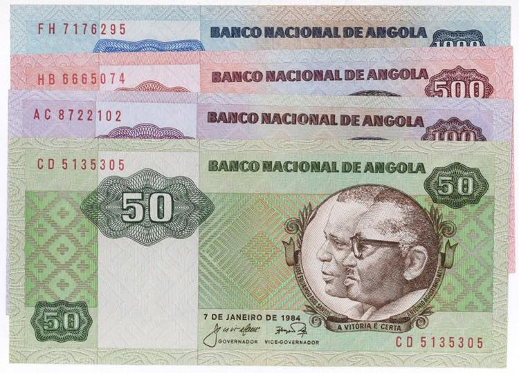 Banknotes - Angola - Lot (4 banknotes) 50, 100 ... - Numisma Leilões ...