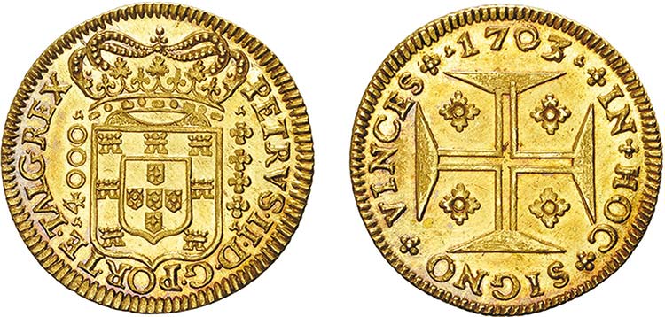 D. Pedro II - Ouro - Moeda 1703; ... 
