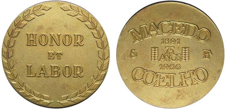 Medalhas - Cobre Dourado 1966 ... 
