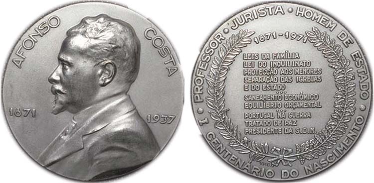 Medalha Afonso Costa - Prata 1971 ... 