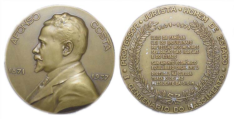 Medalha Afonso Costa - Bronze 1971 ... 