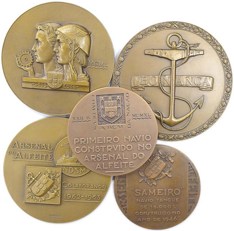 Lote (5 medalhas) - Bronze 1946, ... 