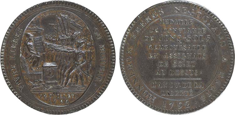 Medalha França - Cobre  1792 ... 