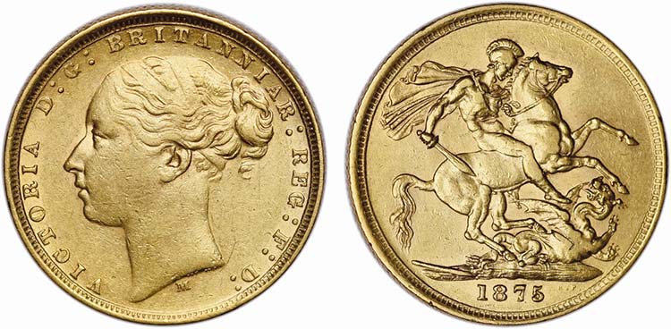 Austrália - Ouro - Sovereign 1875 ... 