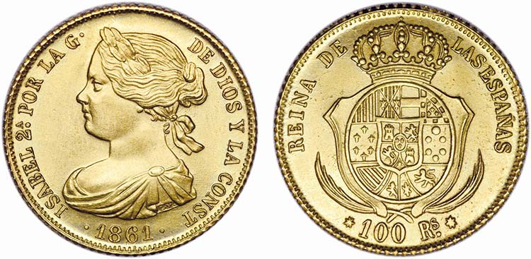 Spain - Isabel II - Gold - 100 ... 