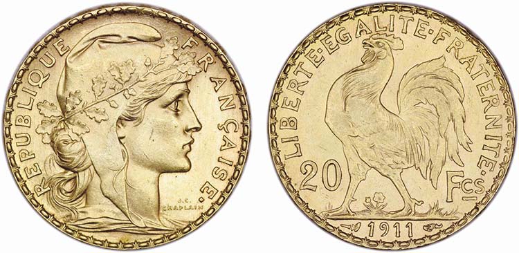 France - Gold - 20 Francs 1911; ... 