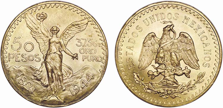 Mexico - Gold - 50 Pesos 1944; ... 