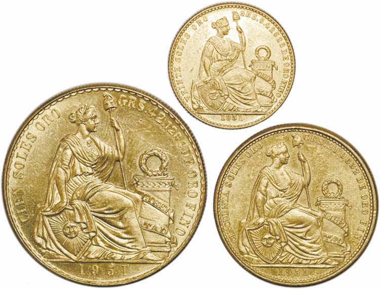 Peru - Lot (3 Coins) - Gold - 100 ... 