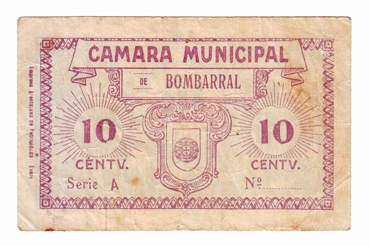 Cédulas - Bombarral; 10 Centavos; ... 