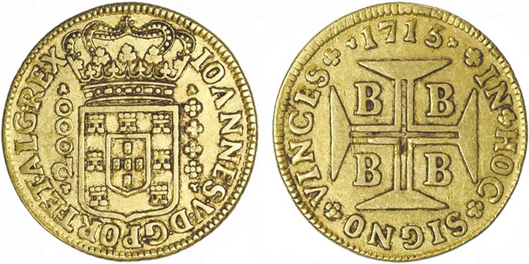 Ouro - Meia Moeda 1715 B; G.97.02, ... 
