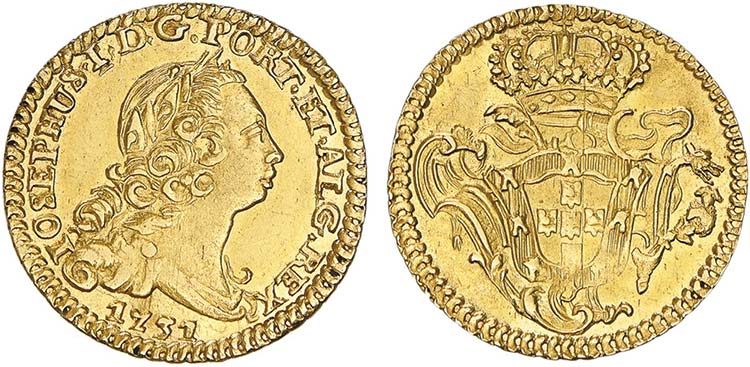 Ouro - Meio Escudo 1751-I; ... 