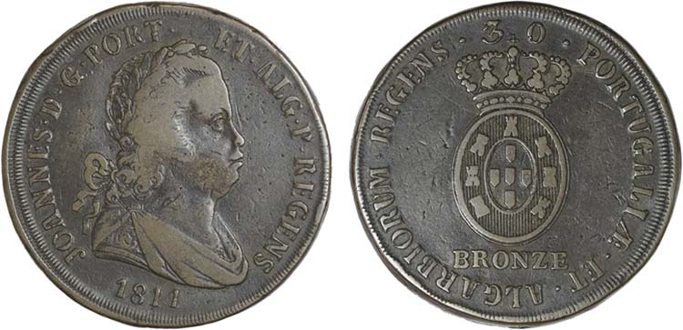 Ensaio Bronze 30 Réis 1811; ... 