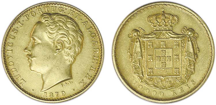 Gold - 10 000 Réis 1879; G.17.03, ... 