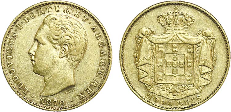 Gold - 2000 Réis 1870; Very Rare; ... 