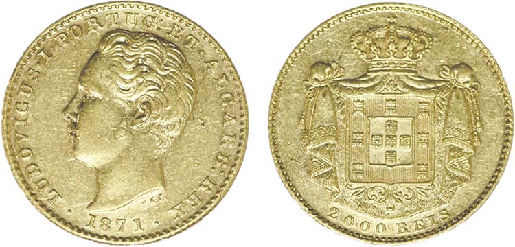 Gold - 2000 Réis 1871; Rare; ... 