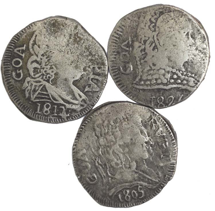 Lot (3 Coins) - D. Maria I: Rupia ... 