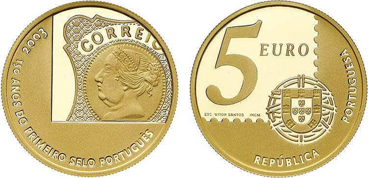 República - Ouro - 5 EURO 2003; ... 