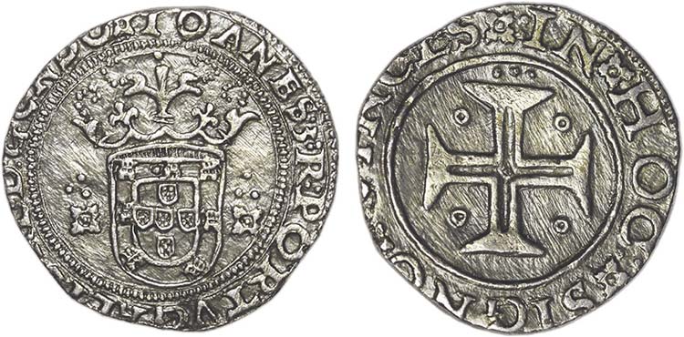 D. João III - Tostão; florões ... 
