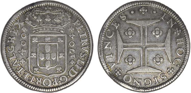 D. Pedro II - Cruzado Novo 1704; ... 