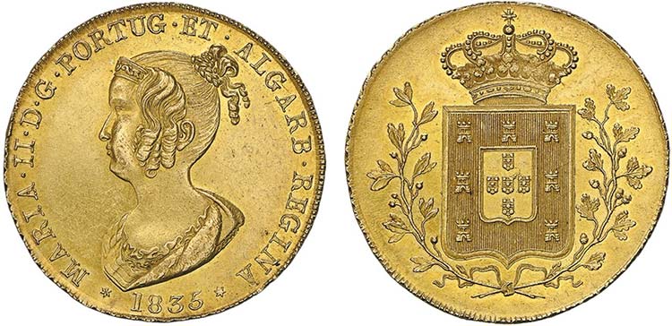 D. Maria II - Ouro - Peça 1835; ... 