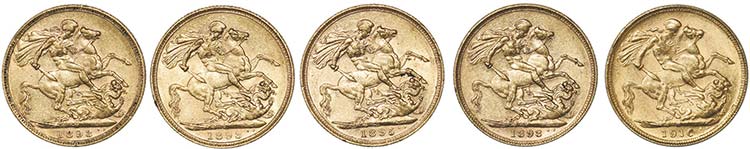 Australia - Lot (5 Coins) - Gold - ... 
