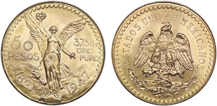 México - Ouro - 50 Pesos 1947; ... 