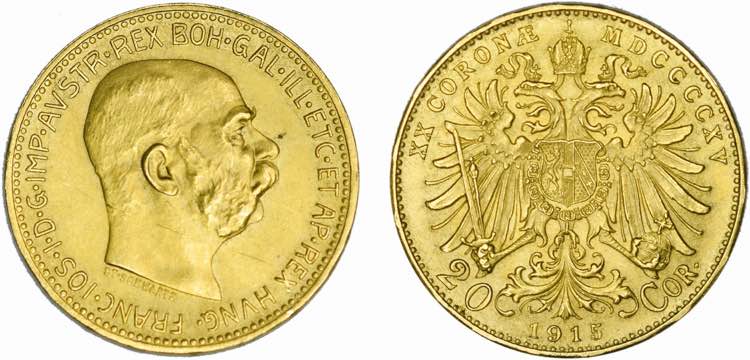 Austria - Gold - 20 Corona 1915; ... 