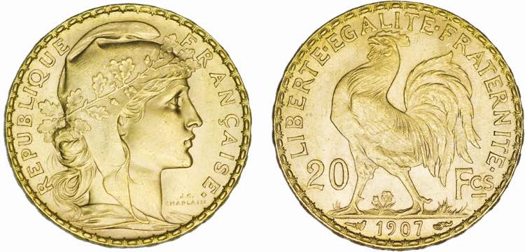 France - Gold - 20 Francs 1907; ... 