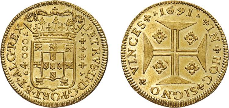 D. Pedro II - Ouro - Moeda 1691; ... 