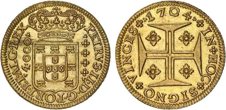 D. Pedro II - Ouro - Moeda 1704; ... 