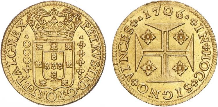 D. Pedro II - Ouro - Moeda 1706; ... 