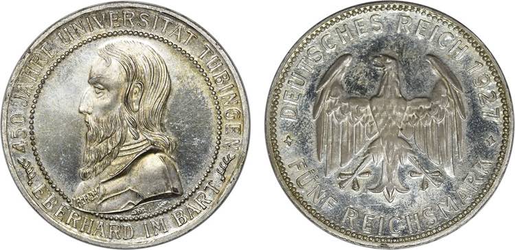 Germany - 5 Reichsmark 1927 F; ... 