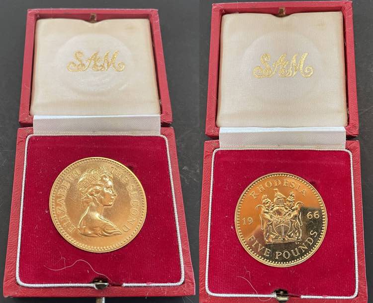 Rhodesia - Gold - 5 Pounds 1966; ... 