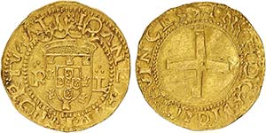 D. João III - Ouro - Cruzado, R-L (3 pontos ... 