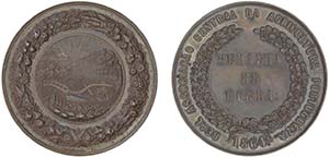 Medalhas - Cobre - 1864 - Molarinho F - Real ... 