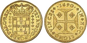 D. Pedro II - Ouro - Moeda 1690, Brilho ... 
