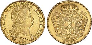 D. João V - Ouro - Dobra 1733 M, ... 