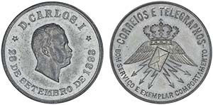 Medals - Tin - 1898 - D. Carlos I, Correios ... 