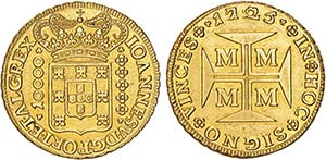 D. João V - Ouro - Meio Dobrão 1725 M, ... 