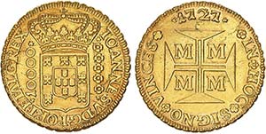 D. João V - Ouro - Meio Dobrão 1727 M, ... 